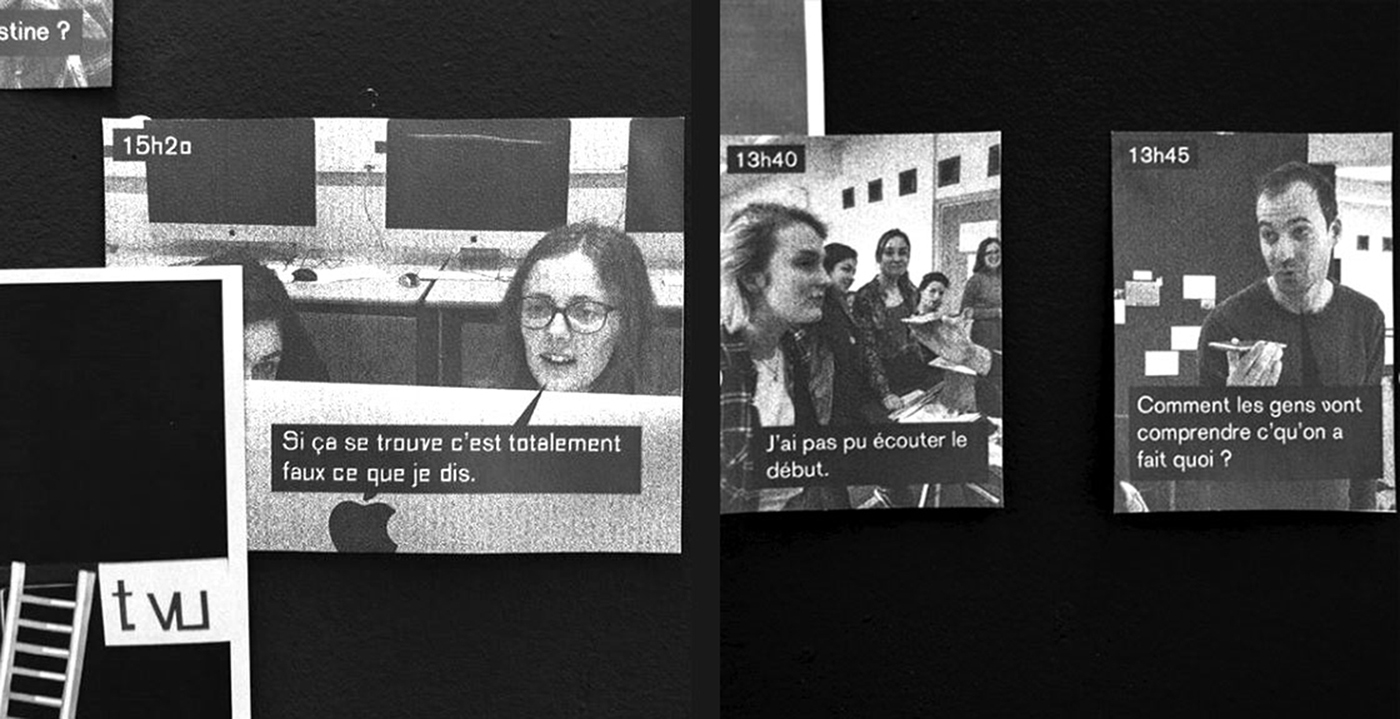 Roman photo qui rend compte du workshop heure par heure